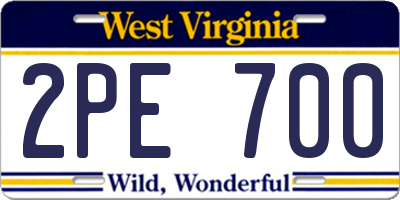 WV license plate 2PE700