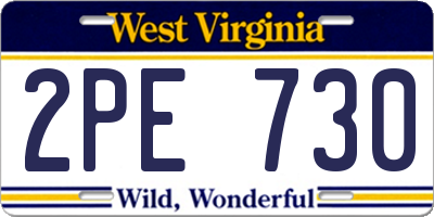 WV license plate 2PE730