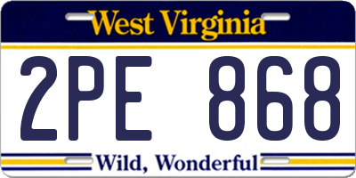 WV license plate 2PE868
