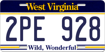 WV license plate 2PE928