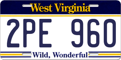 WV license plate 2PE960