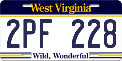 WV license plate 2PF228