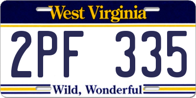 WV license plate 2PF335