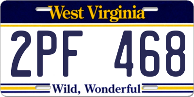 WV license plate 2PF468