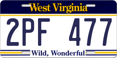 WV license plate 2PF477