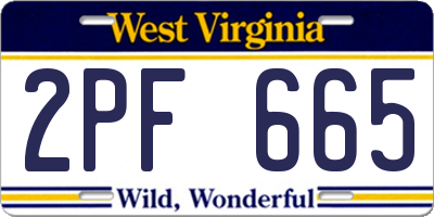 WV license plate 2PF665