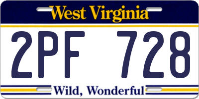 WV license plate 2PF728