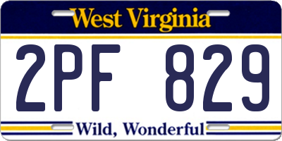 WV license plate 2PF829