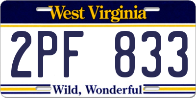 WV license plate 2PF833