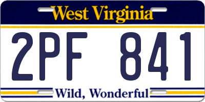 WV license plate 2PF841