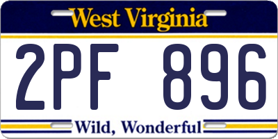 WV license plate 2PF896