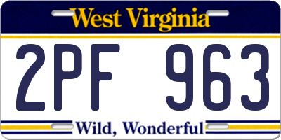 WV license plate 2PF963