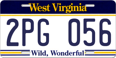 WV license plate 2PG056