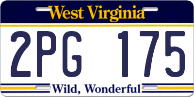 WV license plate 2PG175