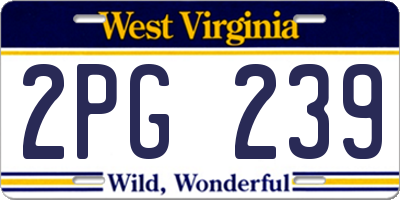 WV license plate 2PG239