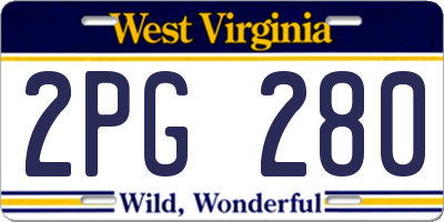 WV license plate 2PG280