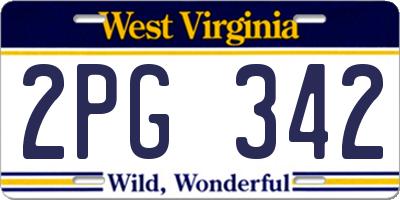 WV license plate 2PG342
