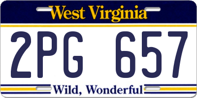 WV license plate 2PG657