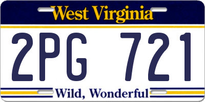 WV license plate 2PG721