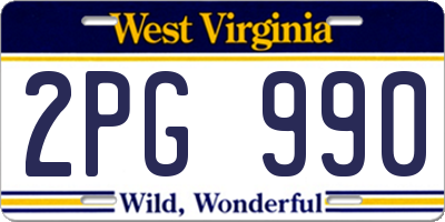 WV license plate 2PG990