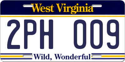 WV license plate 2PH009