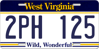 WV license plate 2PH125