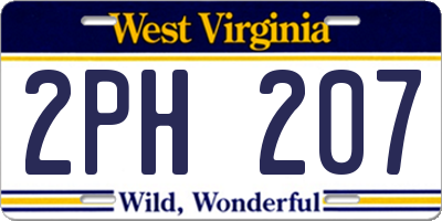 WV license plate 2PH207