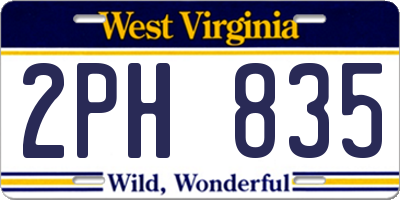 WV license plate 2PH835