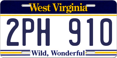 WV license plate 2PH910