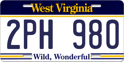 WV license plate 2PH980