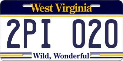WV license plate 2PI020