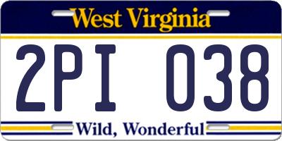WV license plate 2PI038
