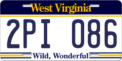 WV license plate 2PI086