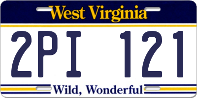 WV license plate 2PI121