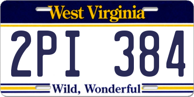WV license plate 2PI384