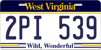 WV license plate 2PI539