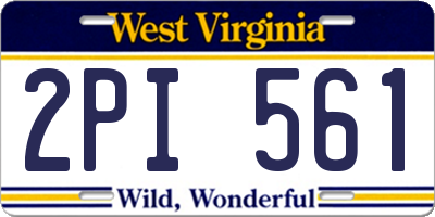 WV license plate 2PI561