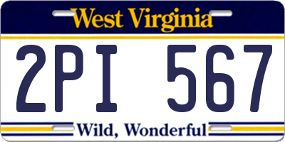 WV license plate 2PI567