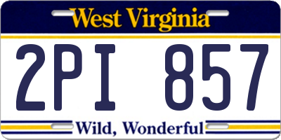 WV license plate 2PI857