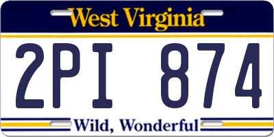 WV license plate 2PI874