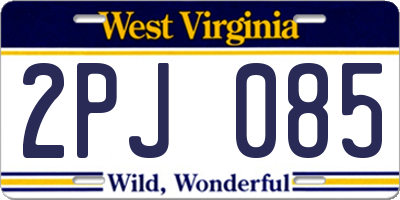 WV license plate 2PJ085