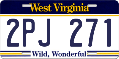 WV license plate 2PJ271