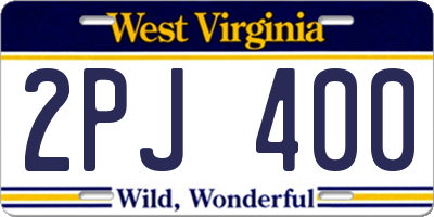 WV license plate 2PJ400