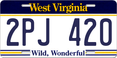WV license plate 2PJ420