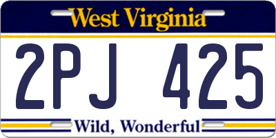 WV license plate 2PJ425