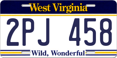 WV license plate 2PJ458