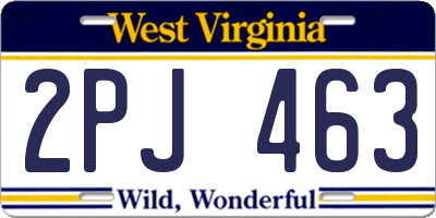 WV license plate 2PJ463