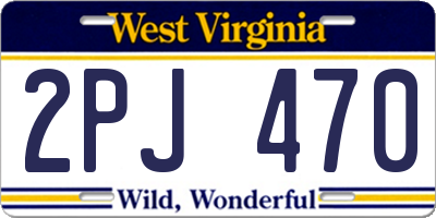 WV license plate 2PJ470