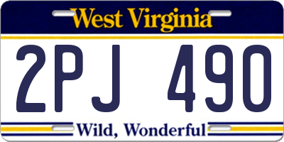 WV license plate 2PJ490