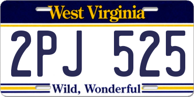 WV license plate 2PJ525